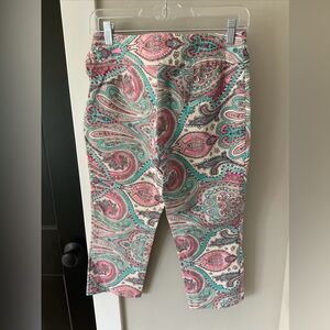 Boston Proper pink paisley capri pants, Sz 4